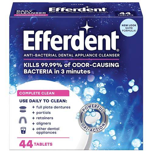 Efferdent Anti-Bacterial Denture Cleanser Mint - 44.0 ea