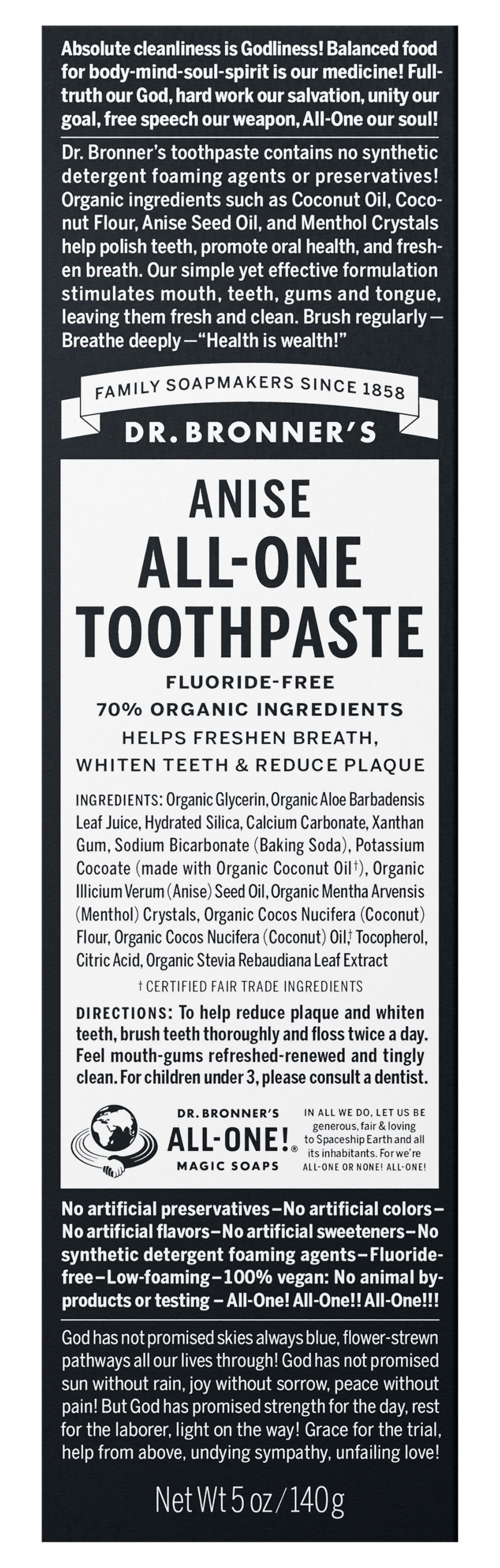 Dr. Bronner's Anise All-One Toothpaste (5 oz)