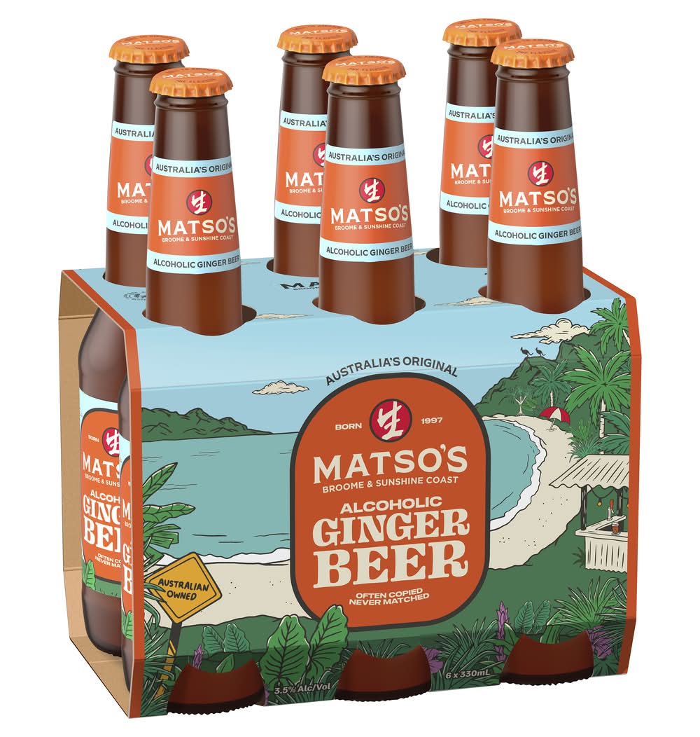 Matso's Ginger Beer Bottle 330mL x Pack 6