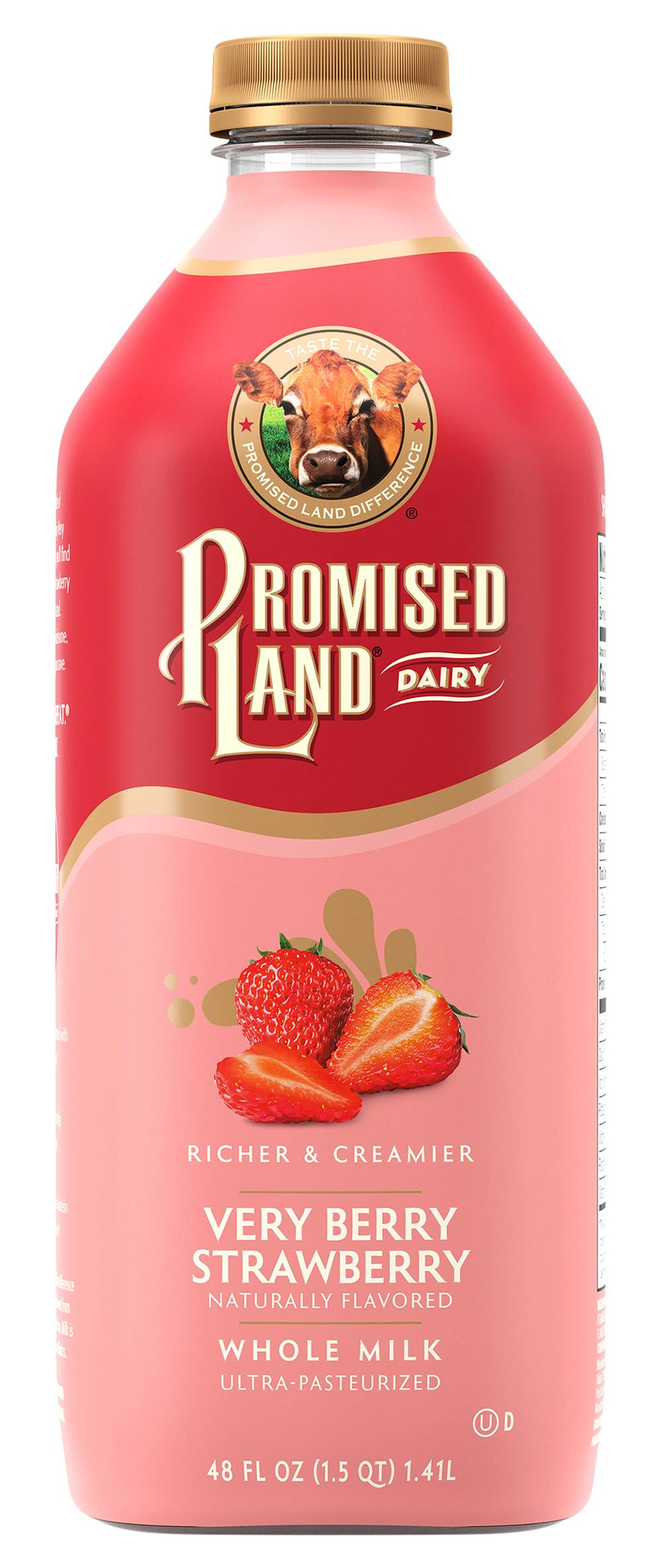 Promised Land Dairy Whole Milk, Very Berry Strawberry (48 fl oz)