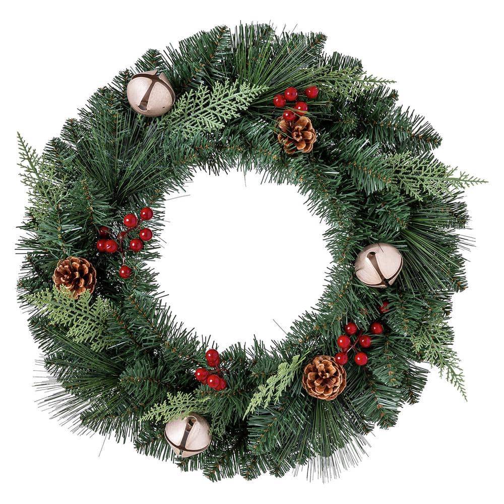 Home Accents Holiday Artificial Wreath With Pinecones and Berries, 24 In