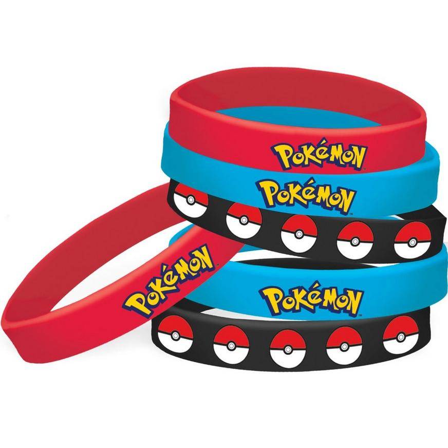 Party City Pokémon Core Wristbands (2 1/2in/red-sky blue-white-black-yellow)