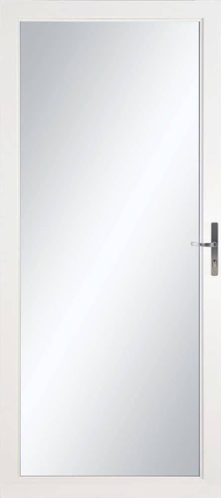 LARSON Williamsburg 36-in x 81-in White Aluminum Storm Door Full-view with Interchangeable Screen Brushed Nickel Handle Included | 35017032