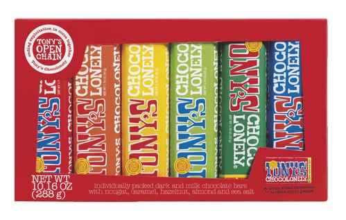 Tony's Chocolonely Chocolate Bar Candy Variety pack, Rainbow Tasting Pack (288 g, 6 ct)