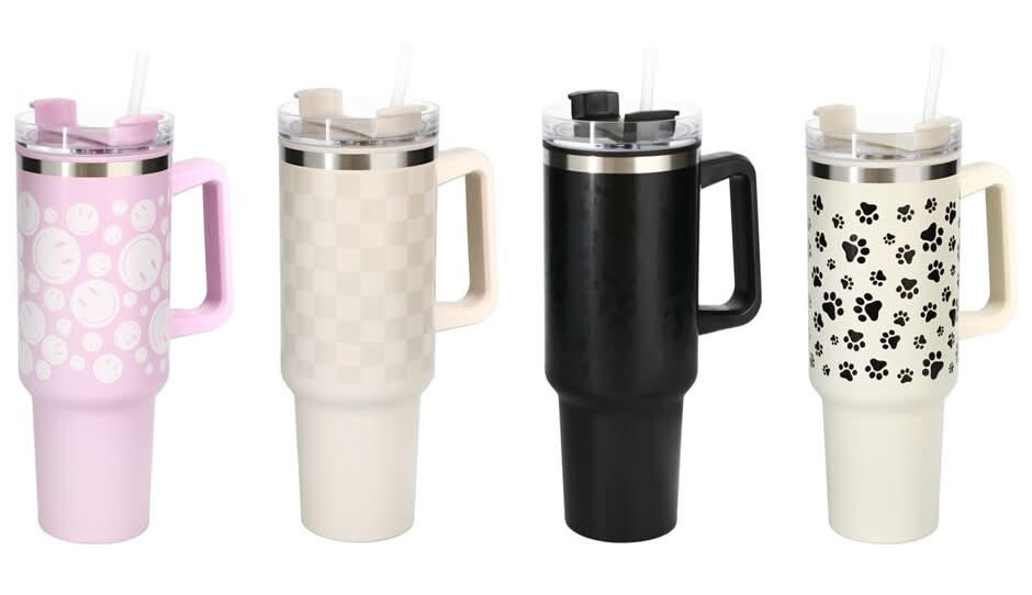 Double Wall Printed Tumbler With Handle, Assorted (4 ct)