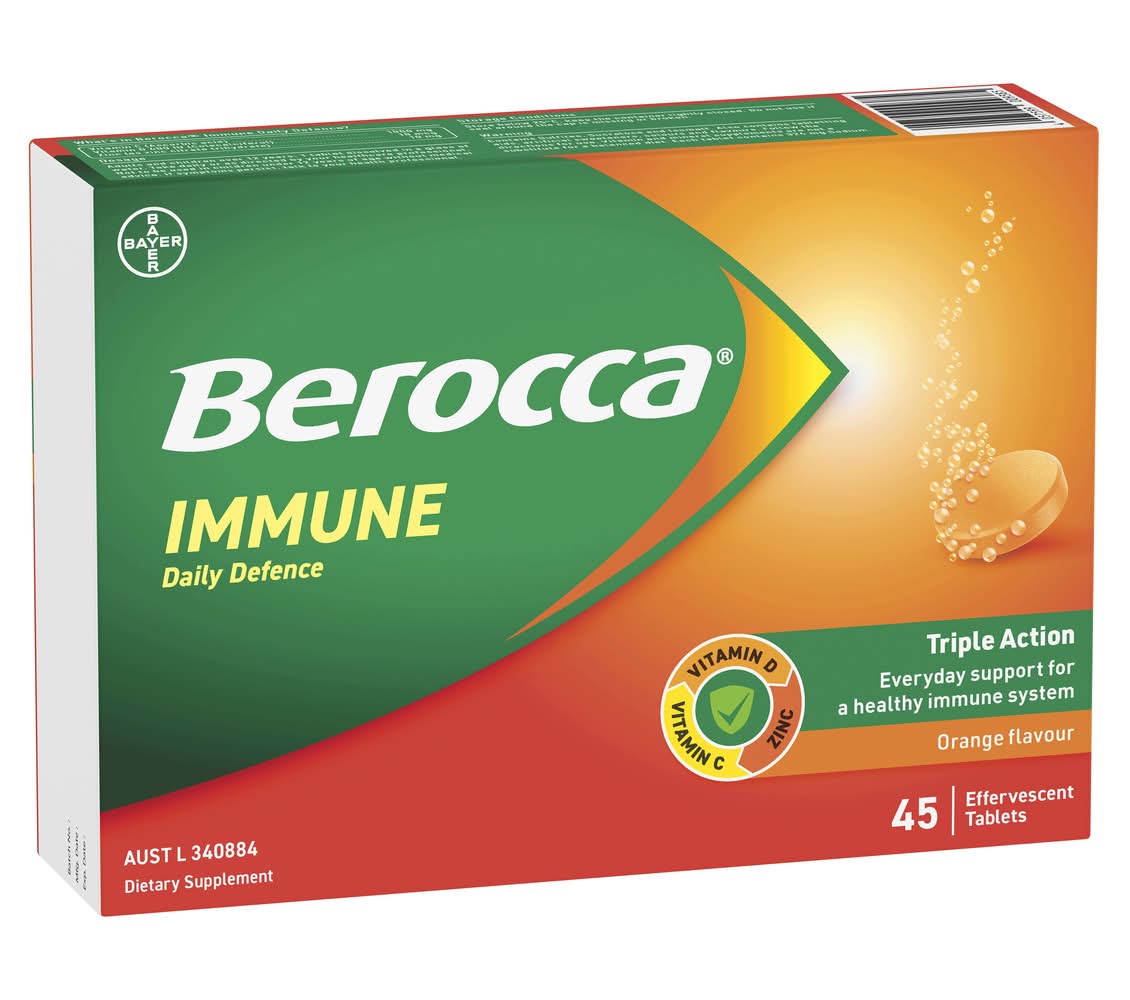 Berocca Immune Daily Defence Vitamin Effervescent Tablets, Orange (45 pack)