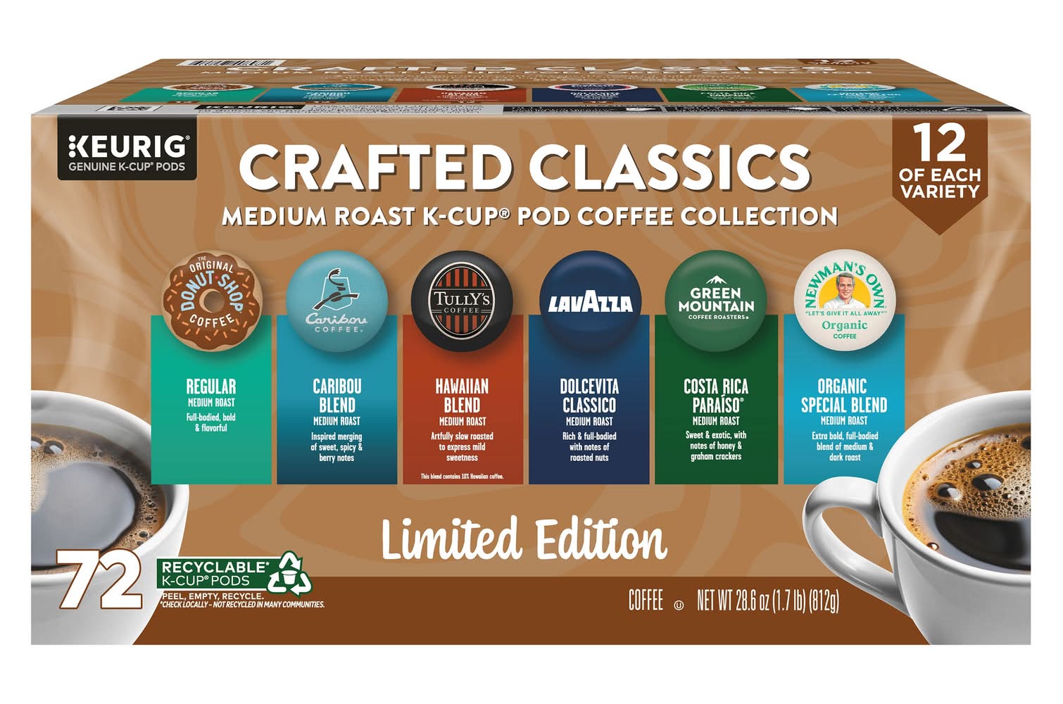 Crafted Classics Coffee K-Cup Pod Variety Pack, 72-count