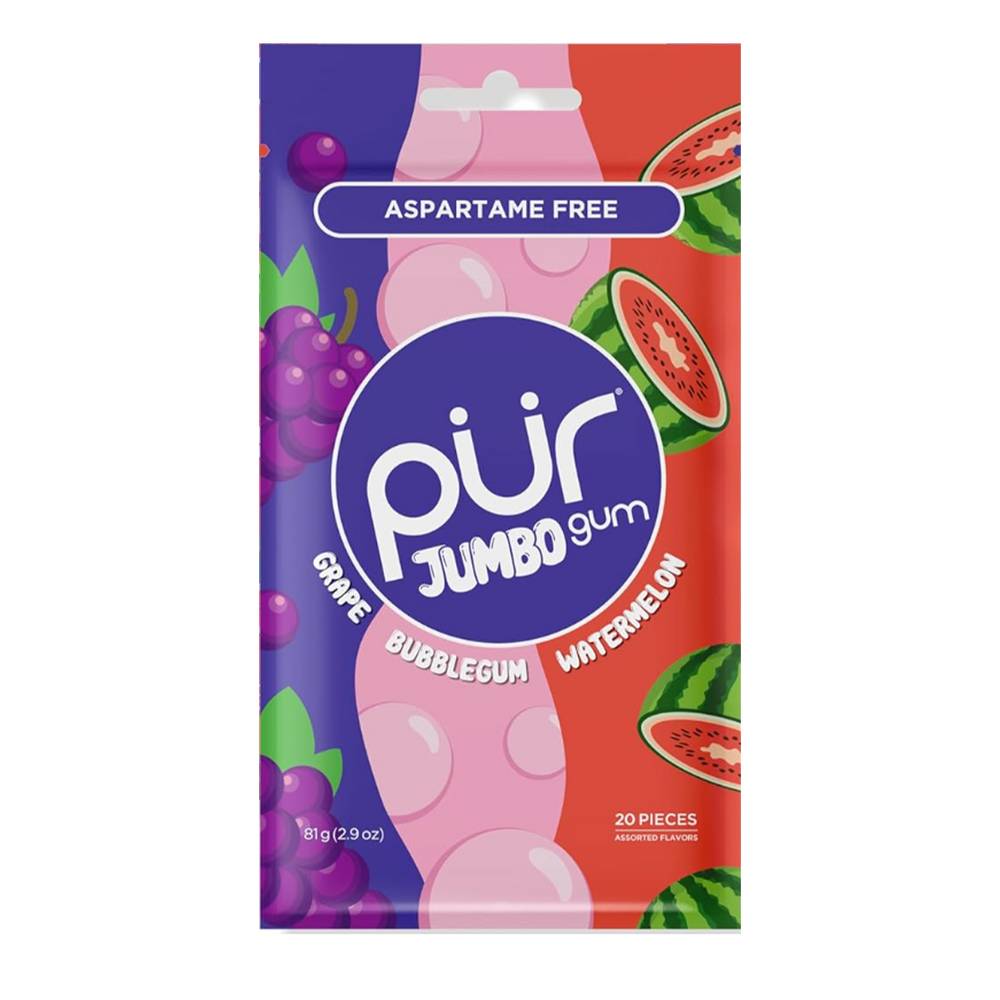 PUR Jumbo Gum Aspartame Free Chewing Gum, Assorted (81 g, 20 ct)