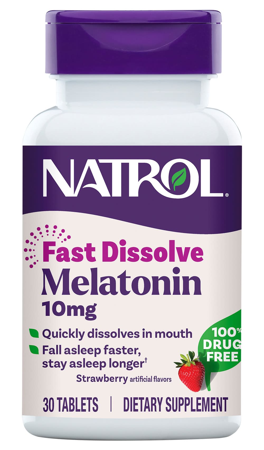 Natrol Tablets Sleep 10 mg Maximum Strength Strawberry Flavor Melatonin