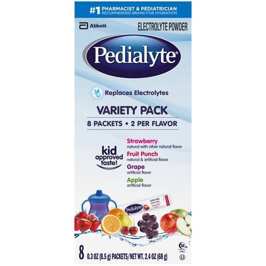 Pedialyte Variety pack Electrolyte Powder (8 ct, 0.3 oz)