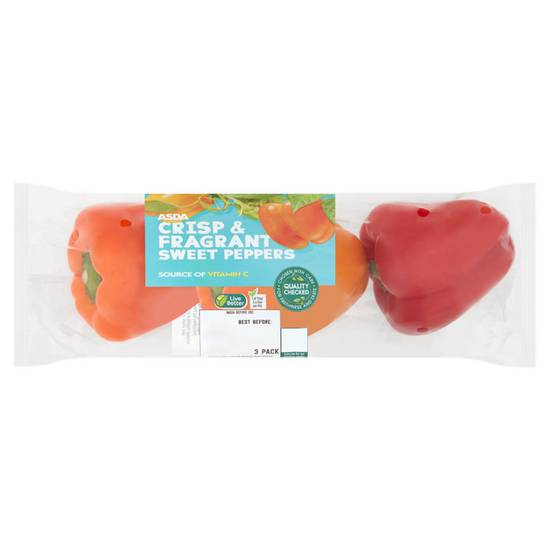 ASDA Sweet Peppers (Colour may vary) 3pk