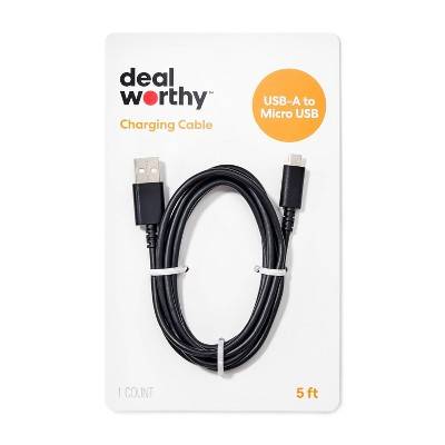 Dealworthy Micro Usb Charging Cable, 5 ft, Black