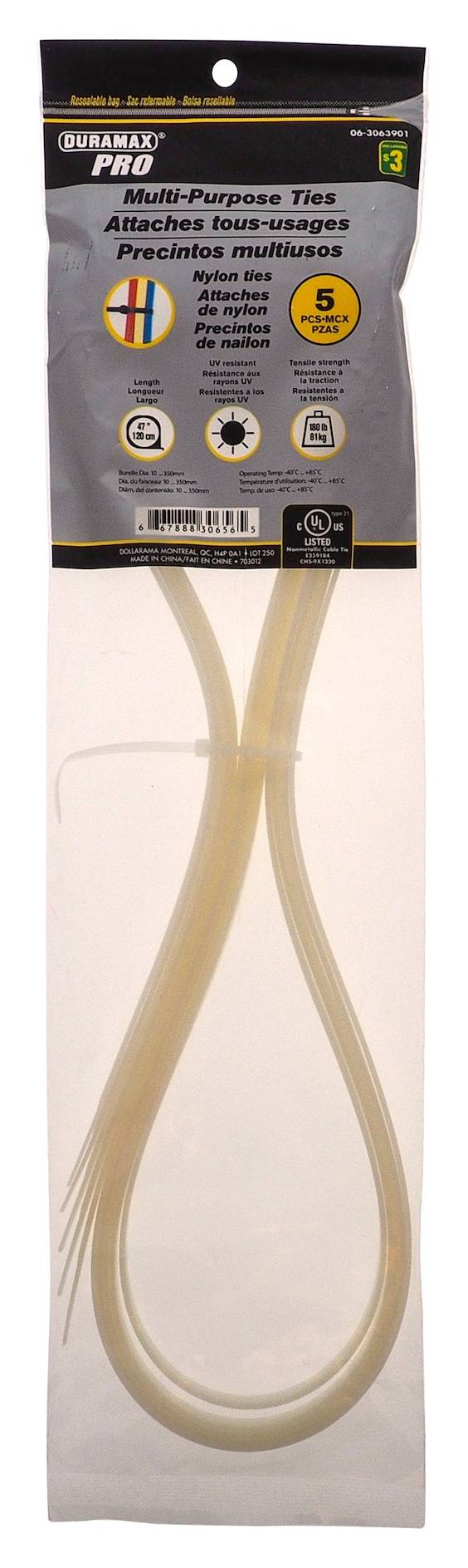 Duramax Multi Purpose Ties, White (5 ct)