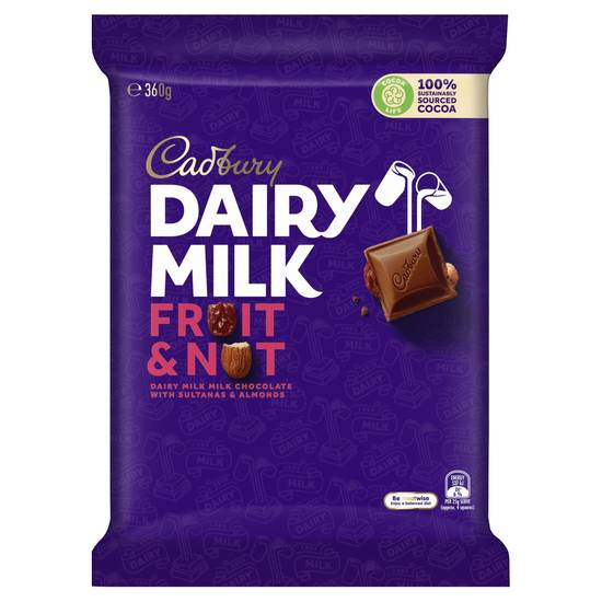 Cadbury Dairy Milk Fruit and Nut Large Chocolate Block 360g
