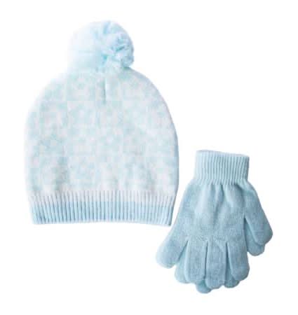 Kids Printed Beanie With Pom-Pom Flower