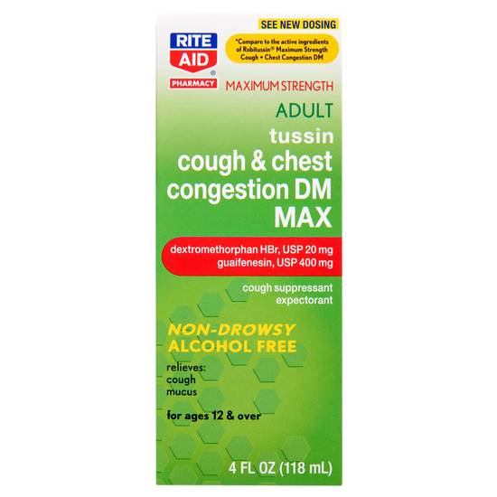 Rite Aid Tussin Cough Medicine & Decongestant DM Max - 4 fl oz