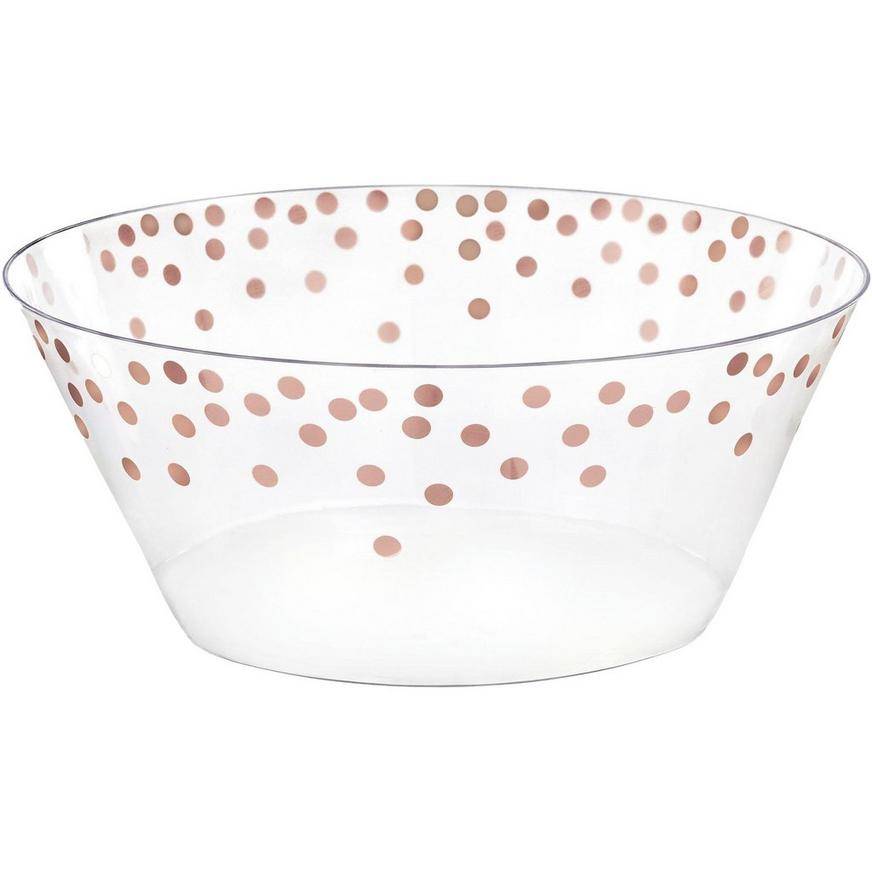 Party City Metallic Polka Dots Plastic Serving Bowl (10" * 4"/rose - gold)