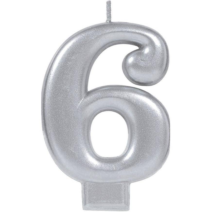 Party City Number 6 Birthday Candle (2 1/4 in x 3 1/4 in /silver)