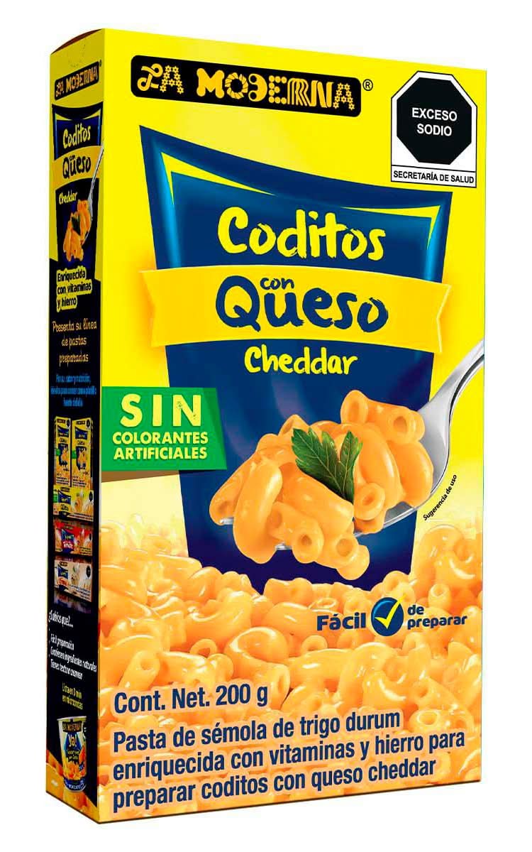 La Moderna · Pasta de sémola de trigo durum para preparar coditos, queso cheddar (200 g)