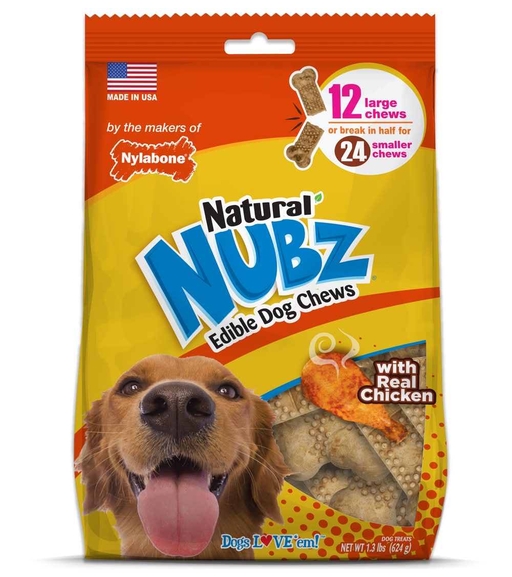 Nylabone Nubz Dental treats for Dog Chicken Flavor 12 Count