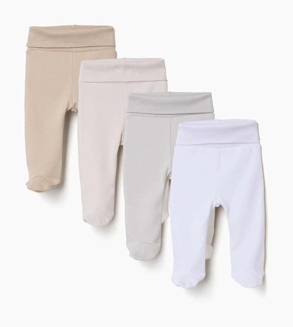 Pack 4 Calças De Algodão Com Pés Para Bebé Menino (Vários - 9/12M)