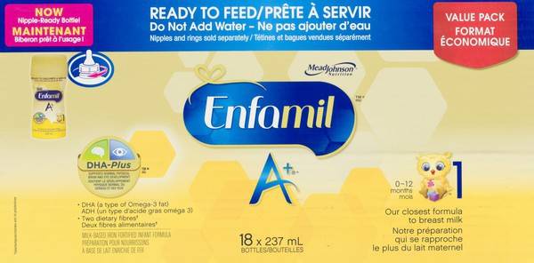 Enfamil Ready To Feed A+ Baby Formula (18 ct, 237 ml)