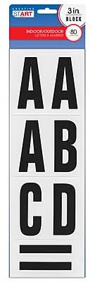 Cosco 3 Self-adhesive Letters and Numbers, Black, 64 Characters/Pack (098132)