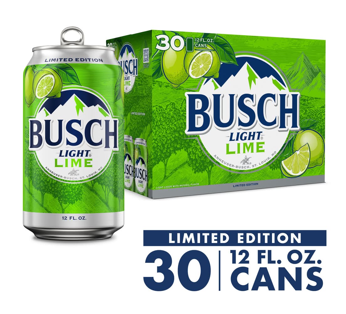 Busch Light American Lager Beer, Lime (30 x 12 fl oz)