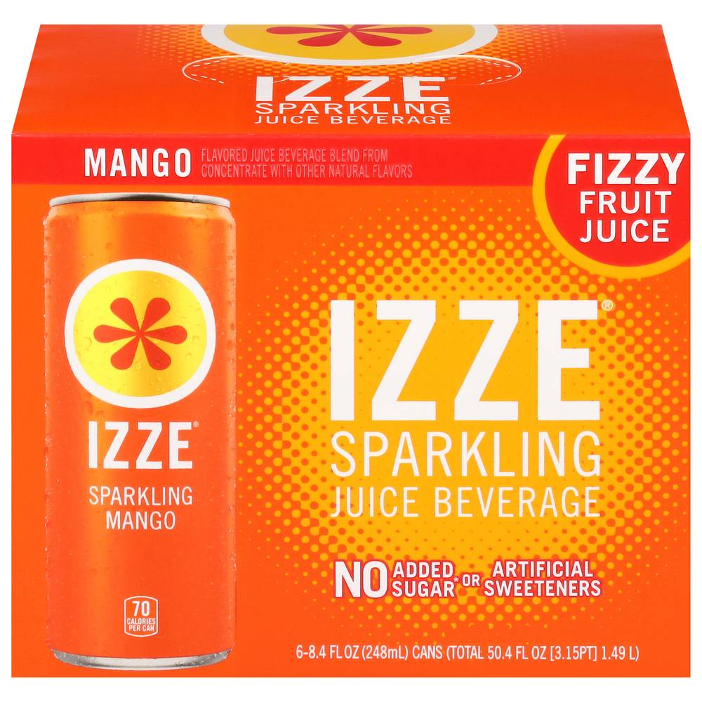 IZZE Sparkling Juice Beverage, Mango (6 x 8.4 fl oz)