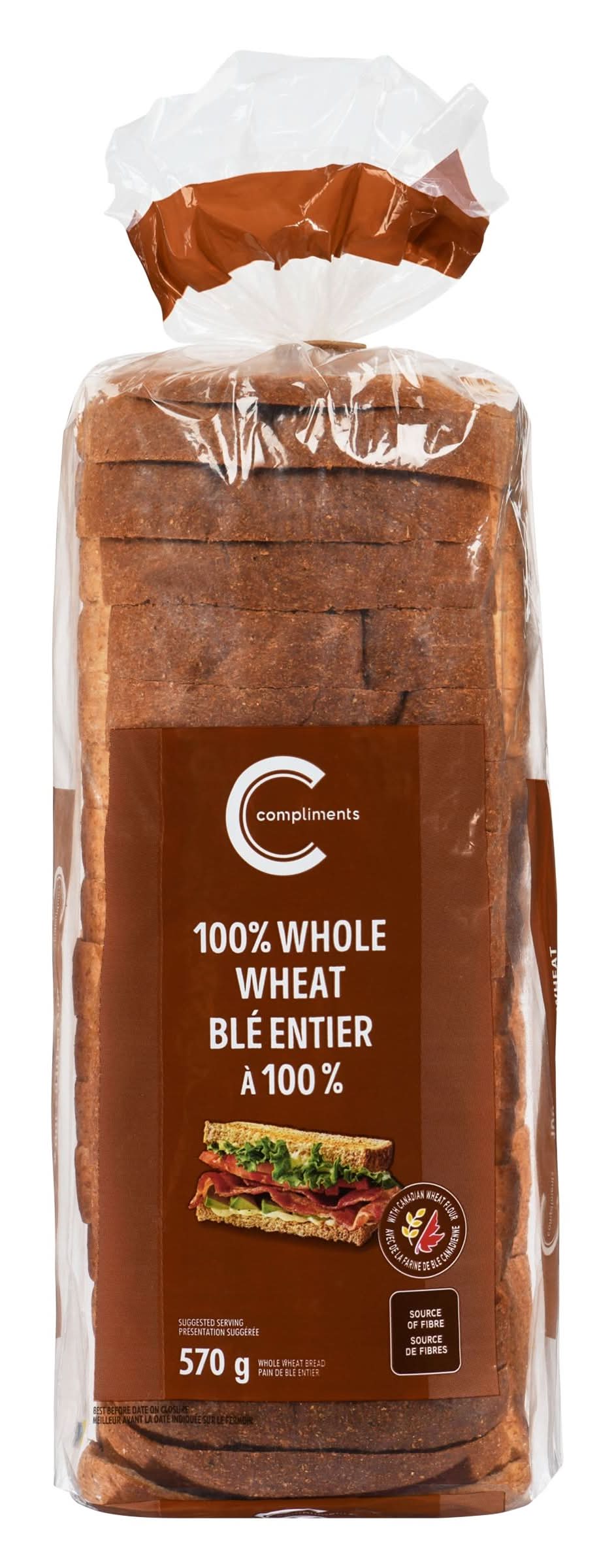 Compliments 100% Whole Wheat Bread (570 g)