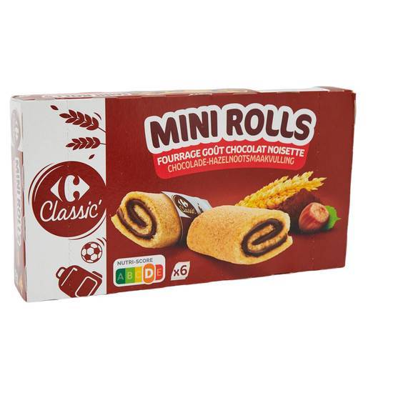 Carrefour Classic' - Génoises fourrage mini rolls (chocolat - noisette)