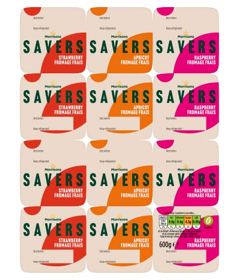 Morrisons Strawberry-Apricot-Raspberry, Fromage Frais (12 x 50g)