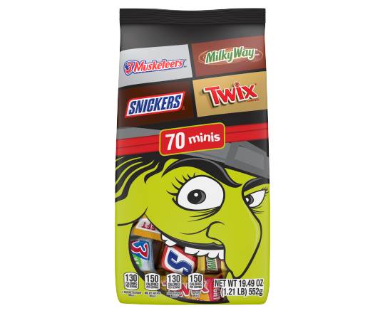 Mars Variety Bag 3 Musketeers, Snickers, Milky Way and Twix Minis Candy Bars (70ct)