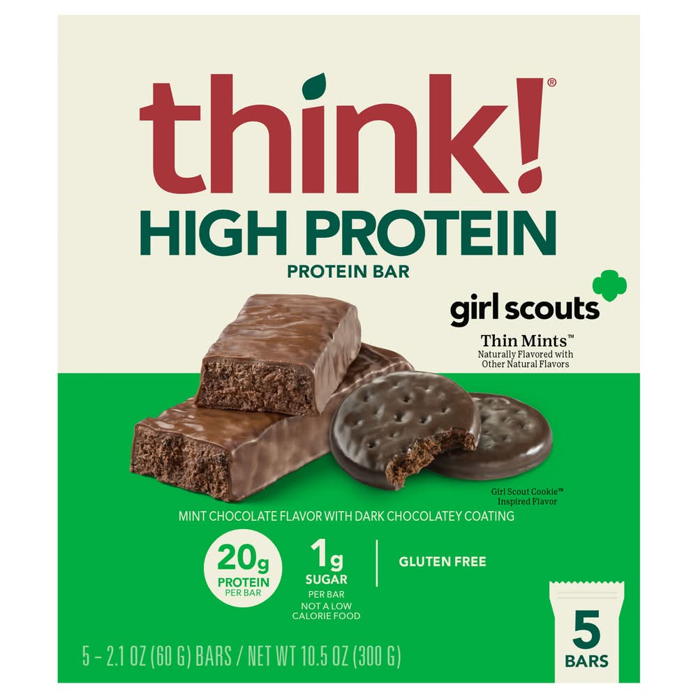 think! High Protein Bars, Chocolate Mint (5 x 2.1 oz)