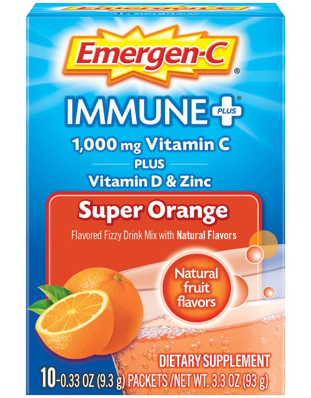 Emergen-C Immune + Super Orange Multivitamin Fizzy Drink Mix (3.3 oz)