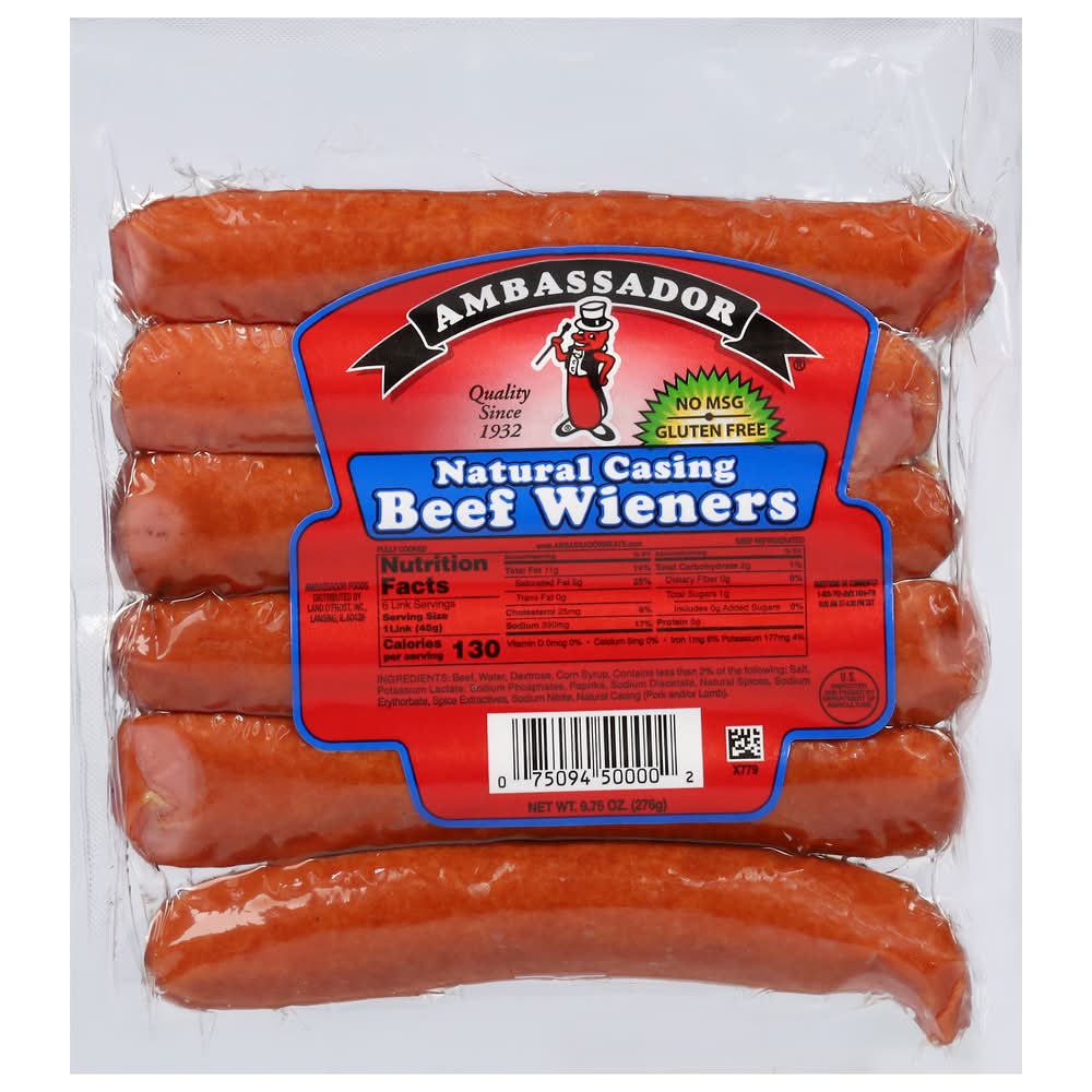Ambassador Natural Casing Beef Wieners (9.8 oz)
