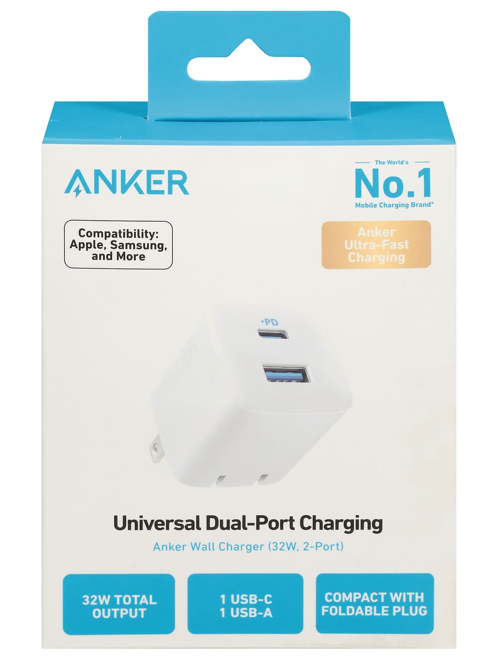 Anker Universal Dual Port Wall Charger 32 W, White