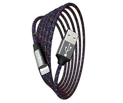 Black & Multicolor Braided 10' Lightning Cable