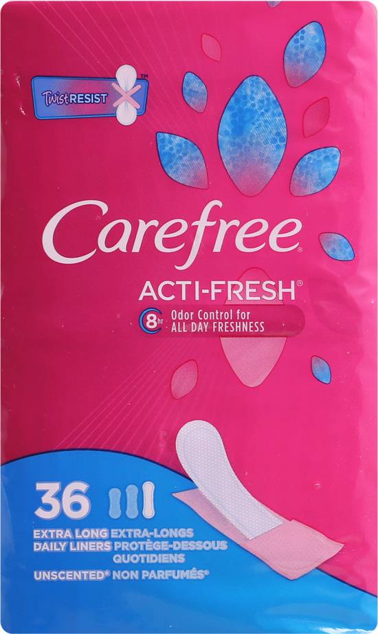 Carefree Acti-Fresh Extra Long Unscented Liners