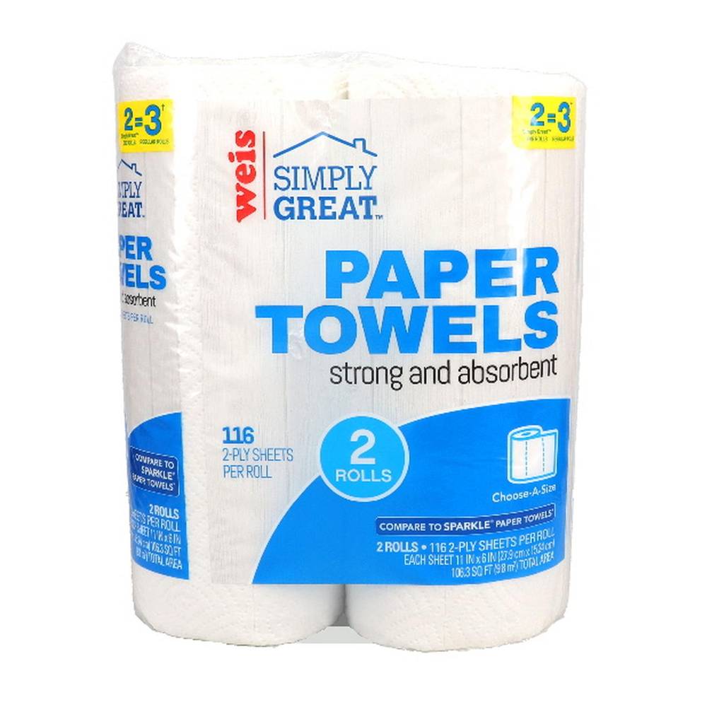 Weis Markets Simply Great Paper Towels Rolls, A Size (2 ct)