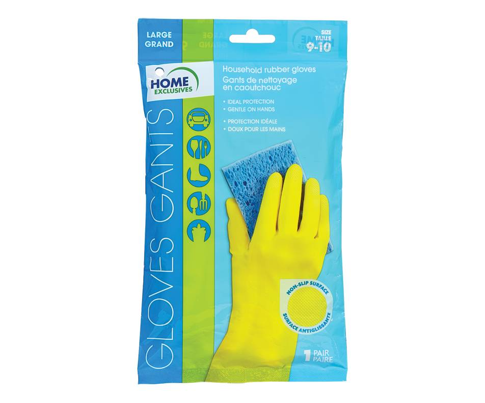 Home exclusives gants de nettoyage en caoutchouc (1 unité, grand) - household rubber gloves l (1 pair)