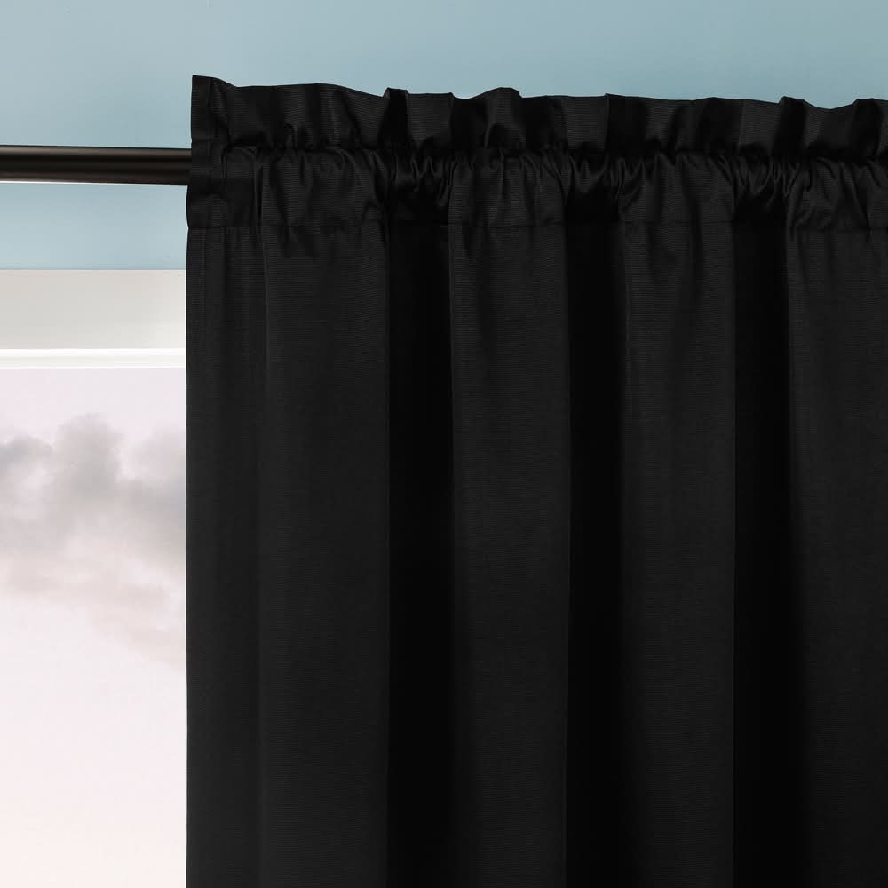 Sun Zero Doucet Thermal Rod Pocket Energy Efficient Noise Reduction Curtain, 40x63 in, Black