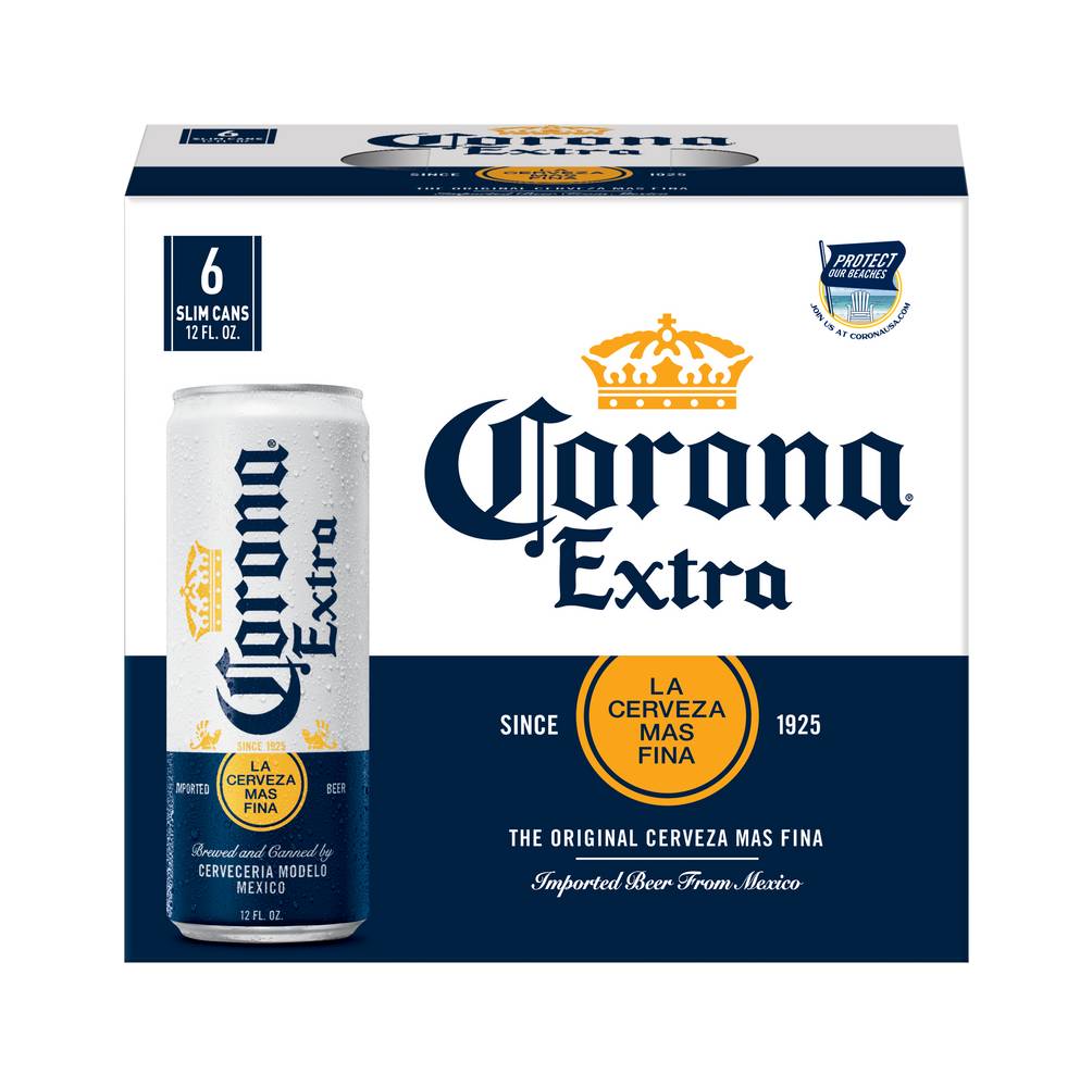 Corona Extra Lager Mexican Beer (6x 12oz cans)