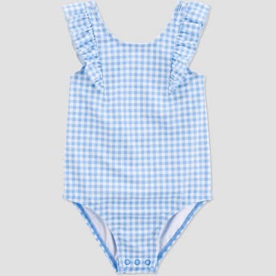 Carter's Just One You Baby Girl's Ruffle Gingham One Piece Swimsuit, 18M, Blue