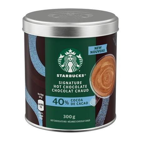 Starbucks Signature Hot Chocolate Mix, 40% Cocoa, Proudly Prepared In Canada With 100% Rainforest Alliance Sustainably Sourced Cocoa, 300G Canister 300.000