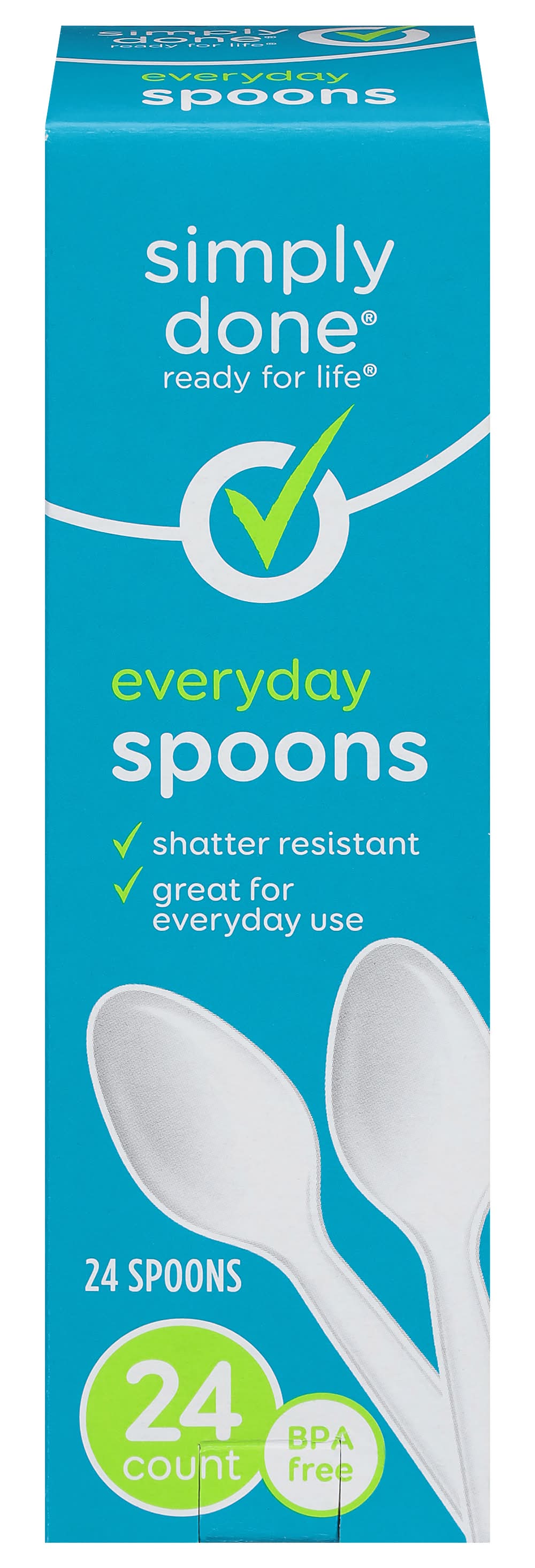 Simply Done Everyday Plastic Spoons, White (24 ct)