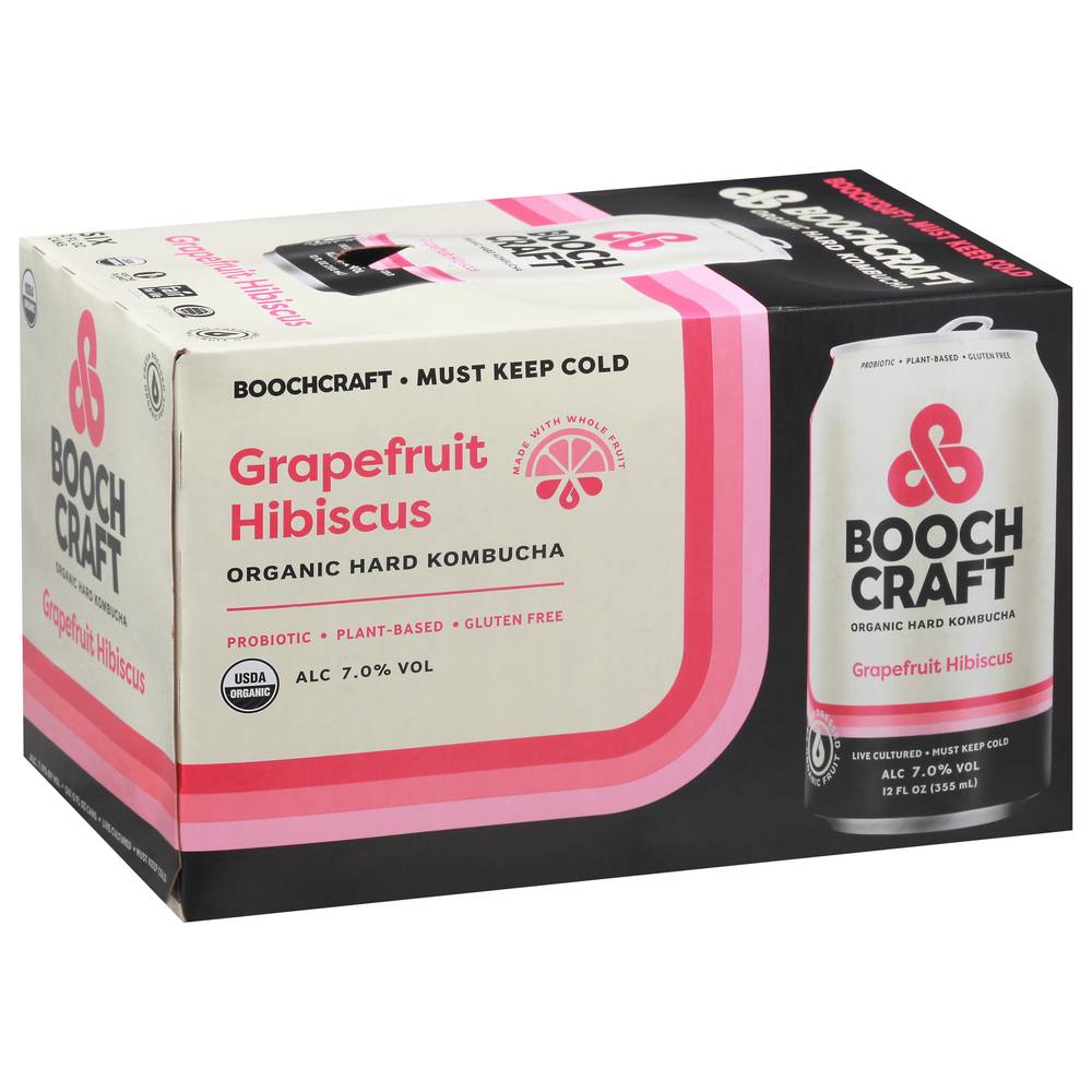 Boochcraft Grapefruit Hibiscus Hard Kombucha (6 pack, 12 oz)