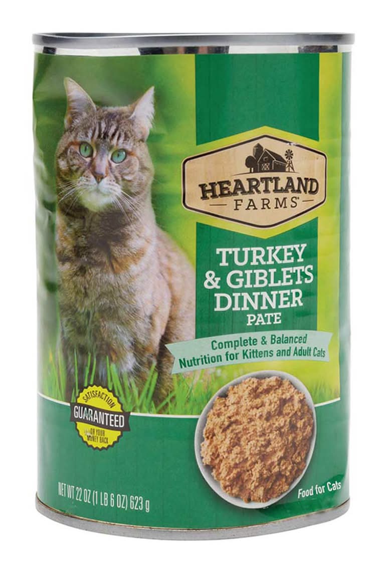 Heartland Farms Turkey & Giblets Dinner Pate Wet Cat Food 22 Oz