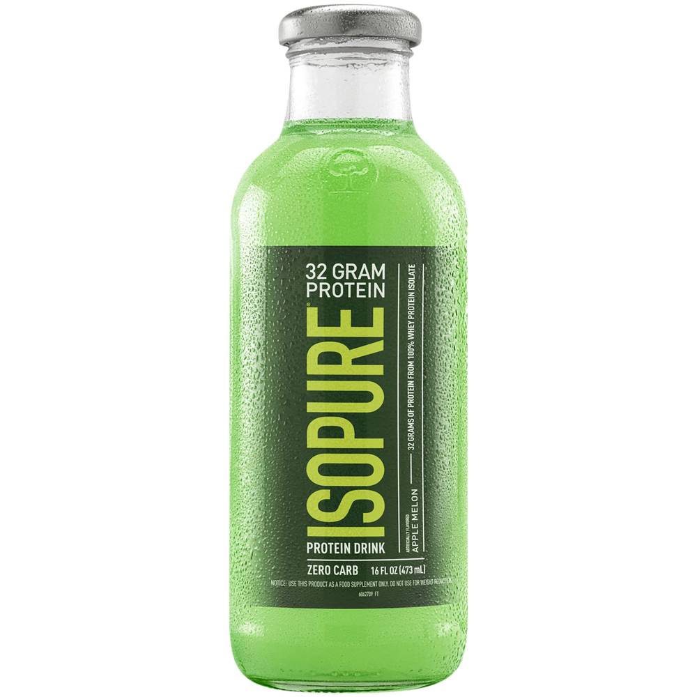 Isopure Zero Carb 100% Whey Protein Isolate Drink (12 ct, 16 fl oz) (apple- melon)