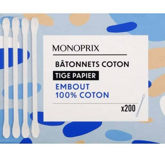 Monoprix - Bâtonnets en papier avec embouts 100% coton (200)
